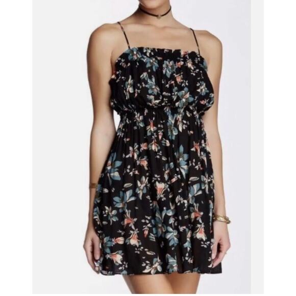Intimately by Free People Dresses & Skirts - INTIMATELY FREE PEOPLE‎ Jolene Mini Slip Dress Black Floral Dark Romantic Sz M